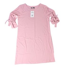 YOINS Pink Mini Dress Tie Sleeve‎ Casual T-Shirt Dress Women's Size S